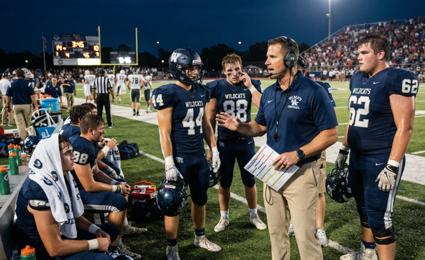 Caoch with players on sideline